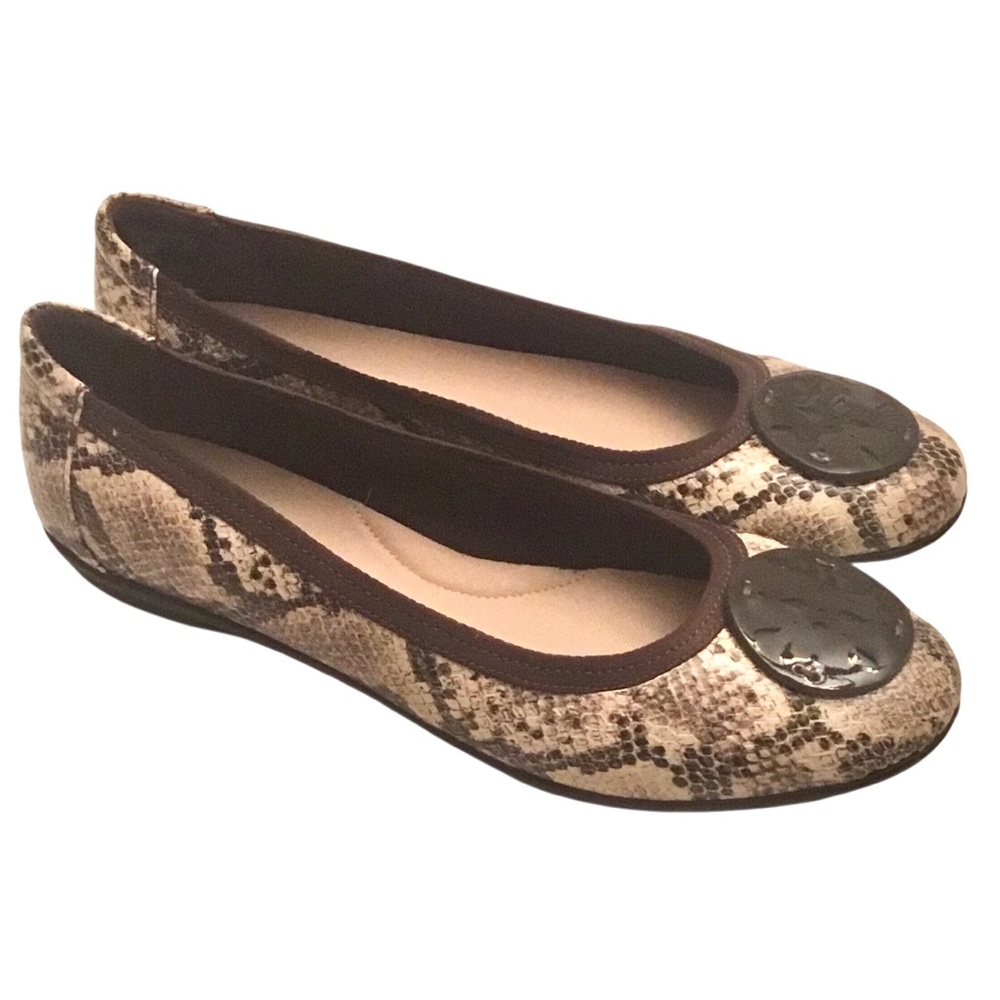 Clarks Gracelin Zone Ballet Flats Snakeskin with Brown Medallion Accent  Size: 9 - Picture 3 of 12